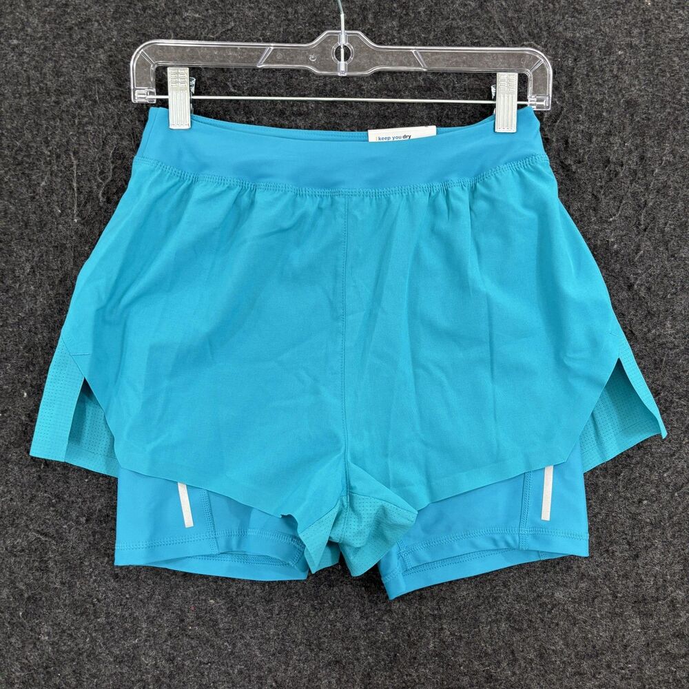 Old Navy StretchTech Shorts Women's Small Blue High Rise Lined 2.5" Inseam